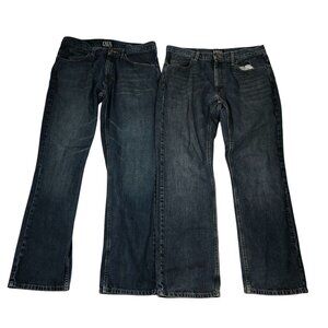 Free World Mens Jeans Size 34 Lot of Two Night Train Garage Straight Blue Denim